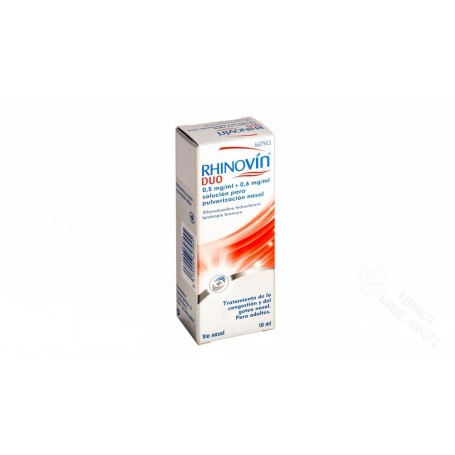 RHINOVIN DUO 0,5 MG/ML + 0.6 MG/ML SOLUCION PARA PULVERIZACION NASAL, 1 ENVASE PULVERIZADOR DE 10 ML (PULSADOR VERTICAL)