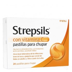STREPSILS CON VITAMINA C PASTILLAS PARA CHUPAR , 24 PASTILLAS